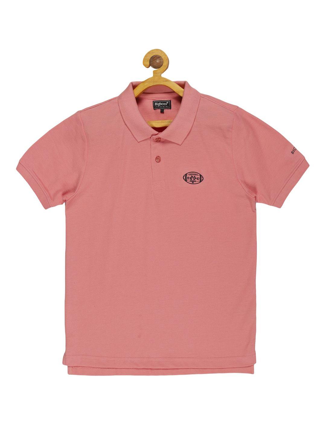 dollar boys pink solid polo collar t-shirt