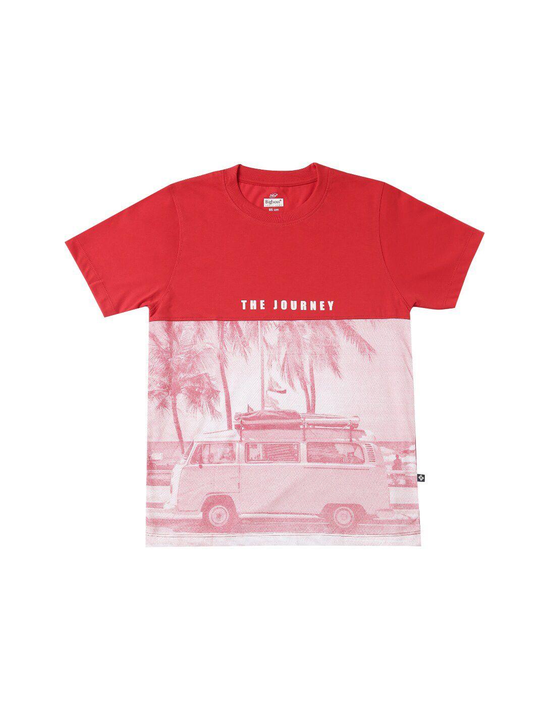dollar boys red printed cotton t-shirt