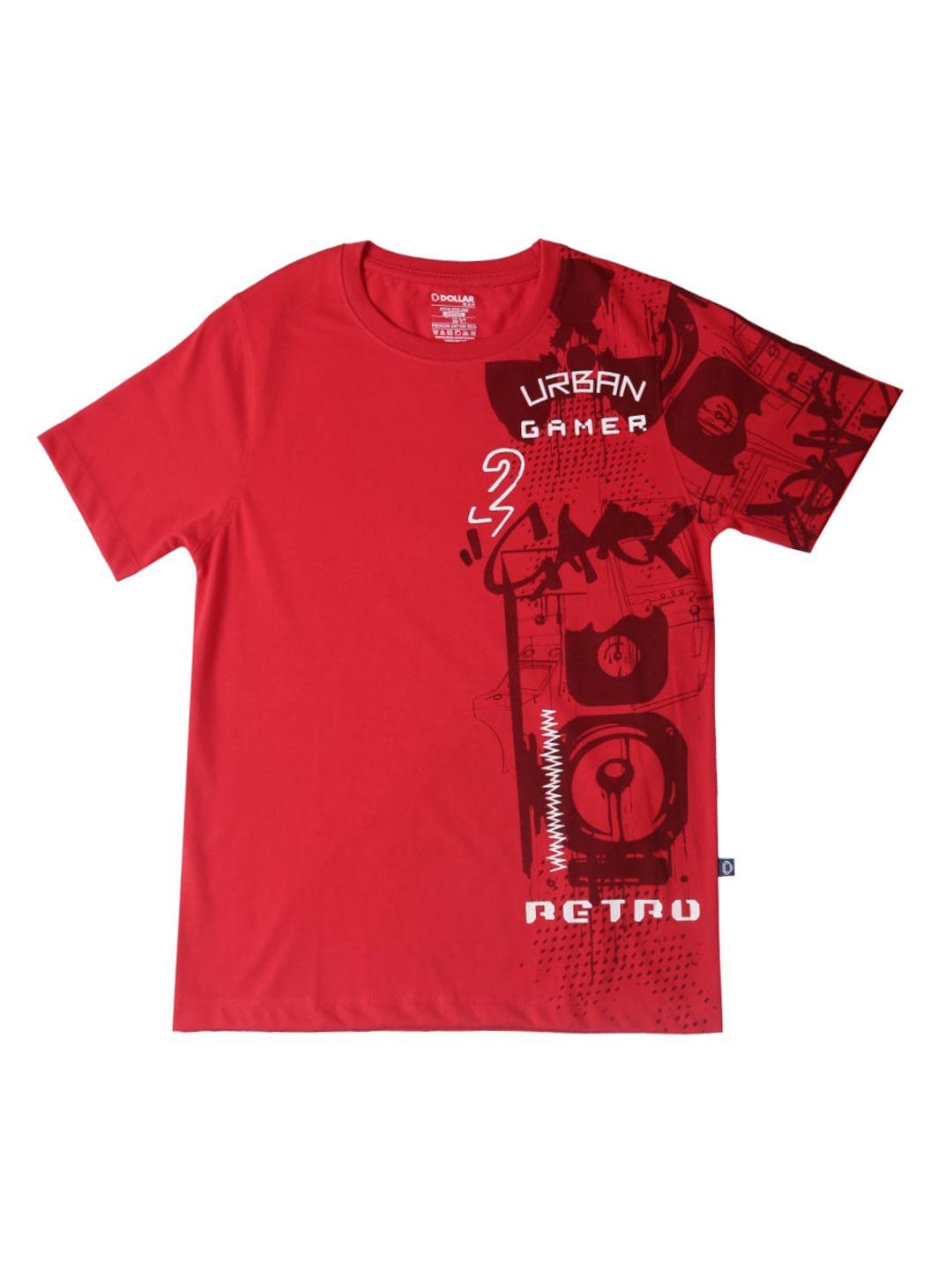 dollar boys red printed round neck t-shirt