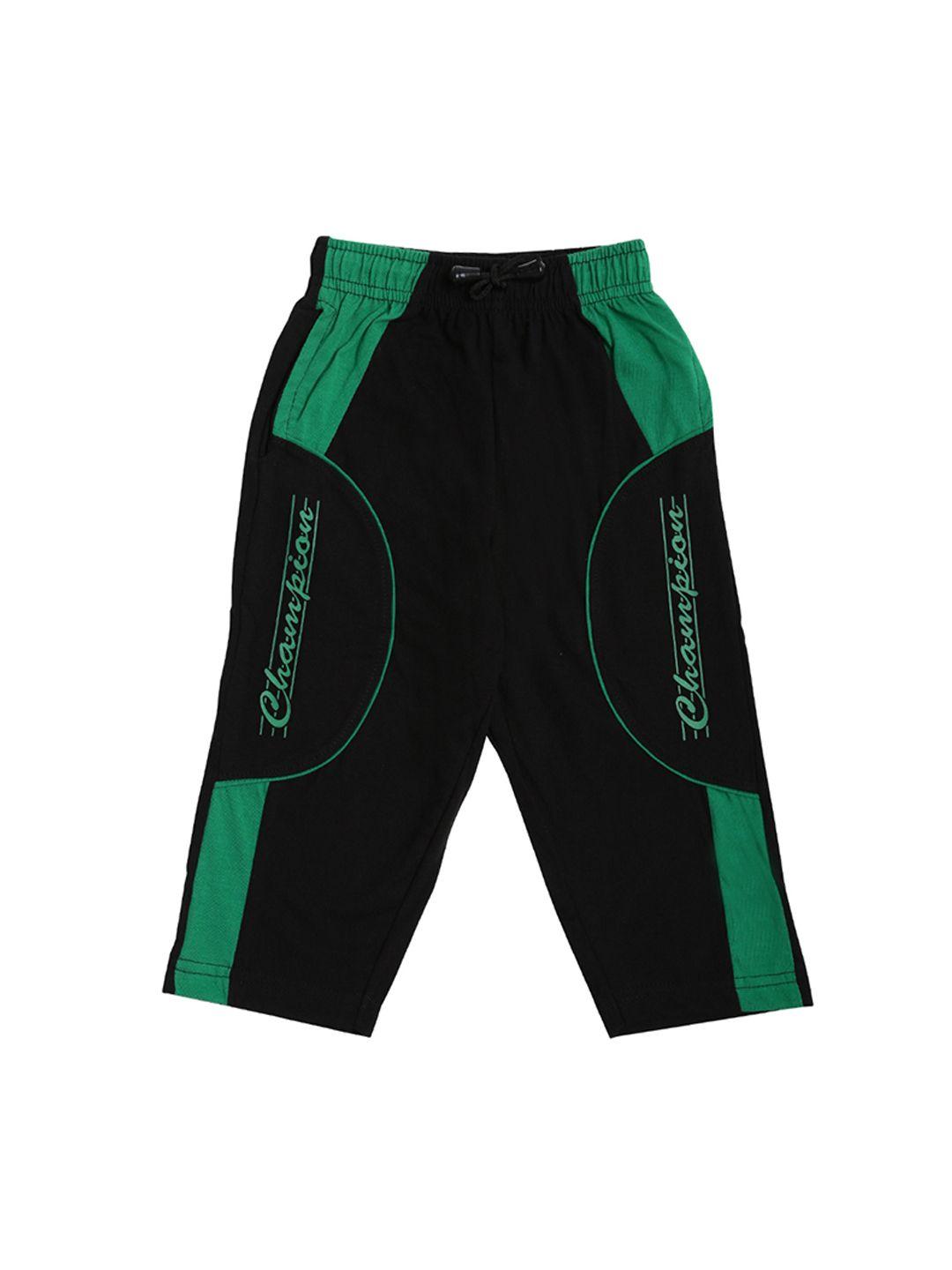 dollar champion kidswear boys black & green colourblocked lounge shorts