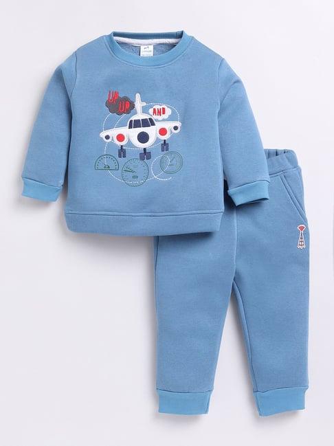 dollar kids blue embroidered full sleeves t-shirt with joggers