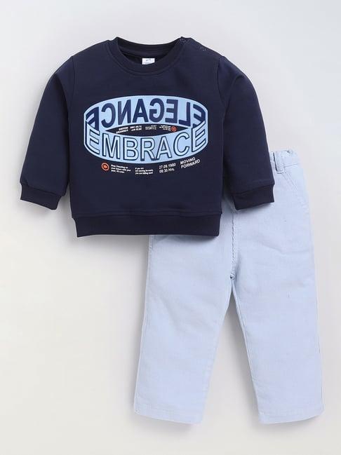 dollar kids blue printed full sleeves t-shirt with jeans