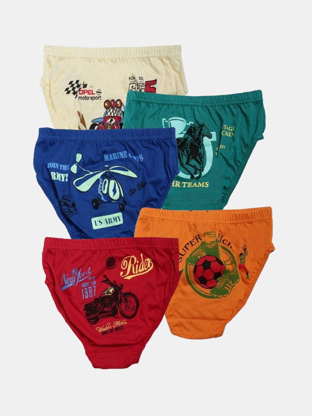 dollar kids care pack of 5 boys printed pure cotton basic briefs mkkb-001-po5-asst1