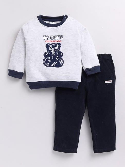 dollar kids grey & navy embroidered full sleeves t-shirt with jeans