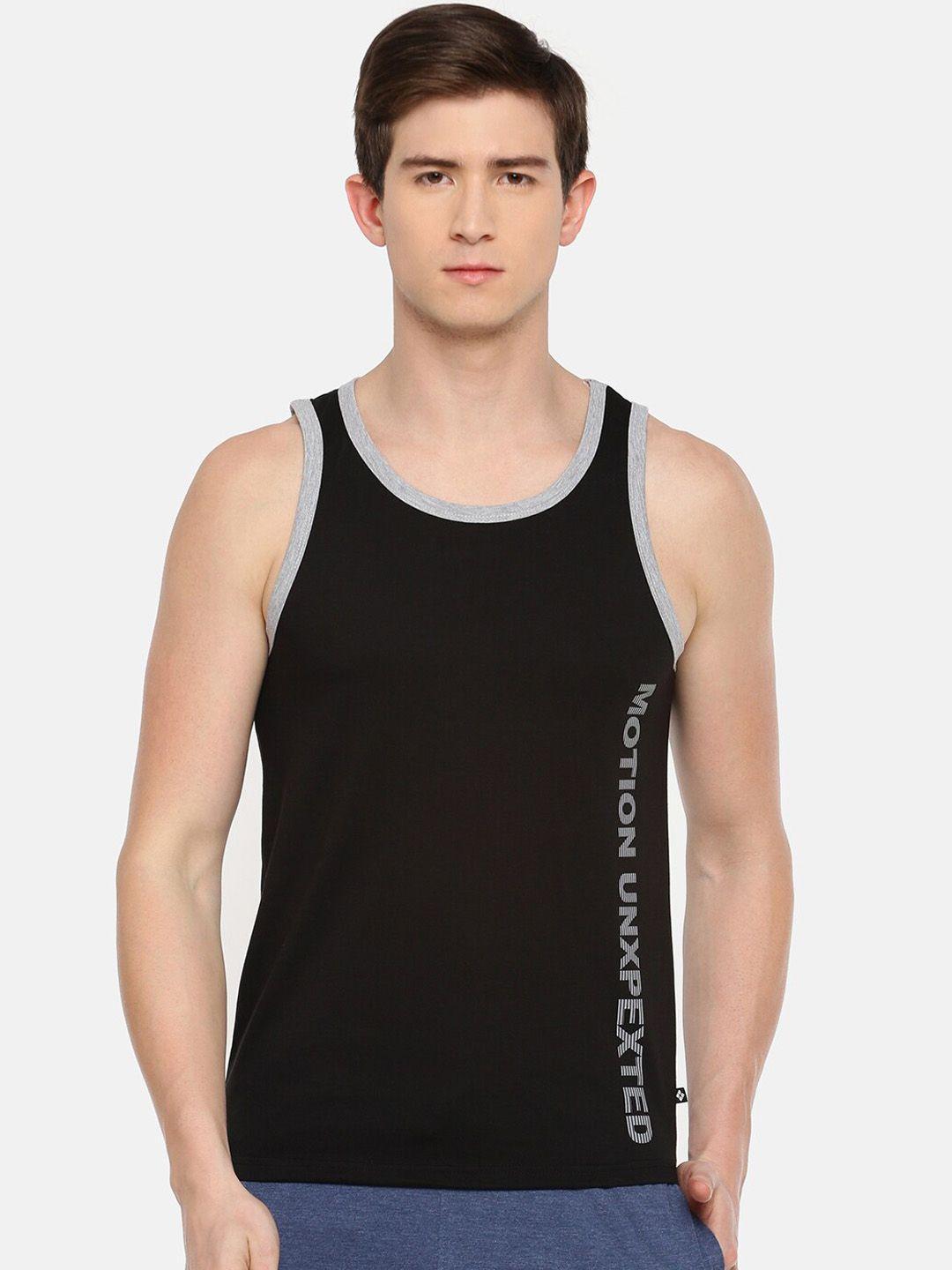 dollar men black & grey printed innerwear vest amtt-101-blk-po1