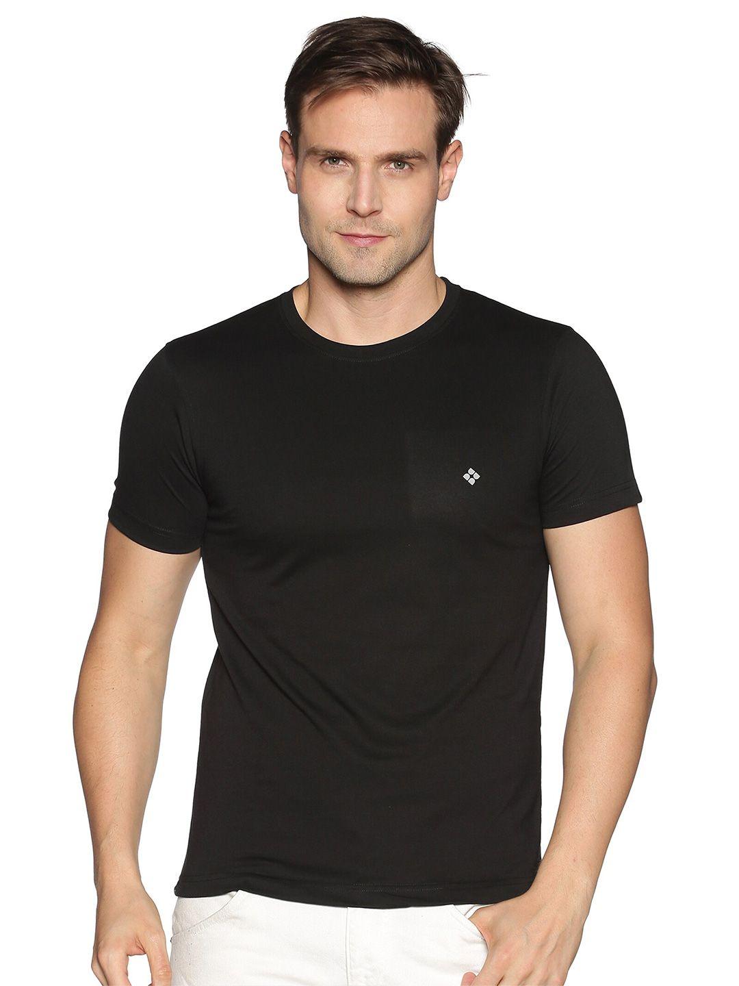 dollar men black solid cotton t-shirt