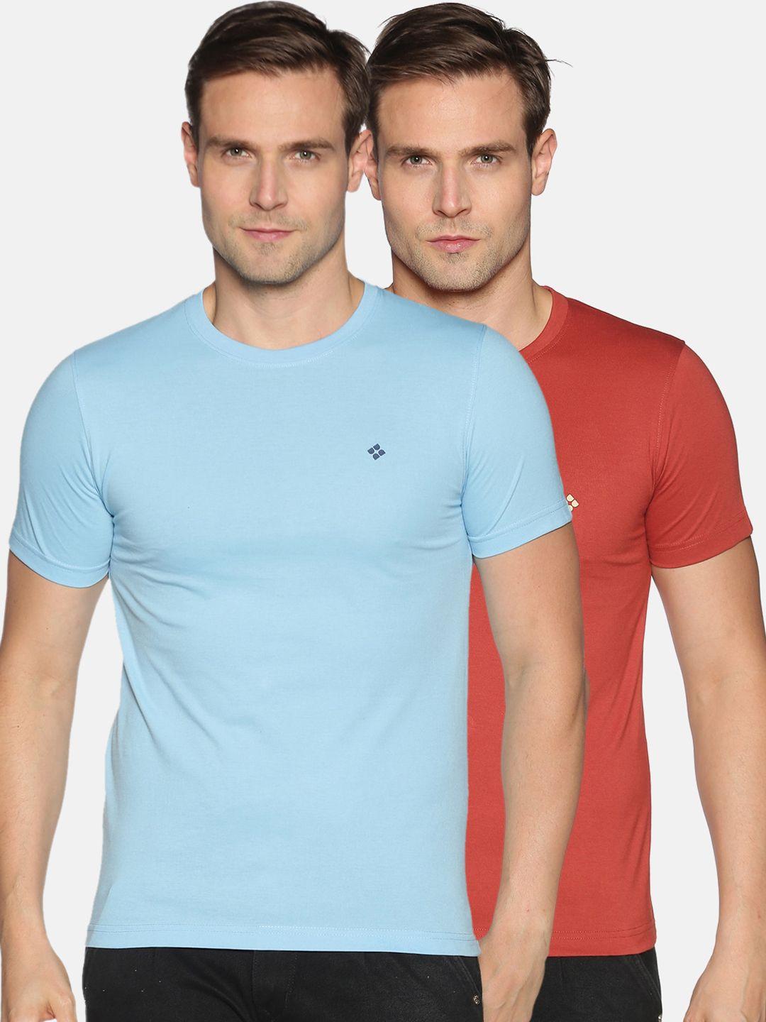 dollar men blue solid round neck t-shirt