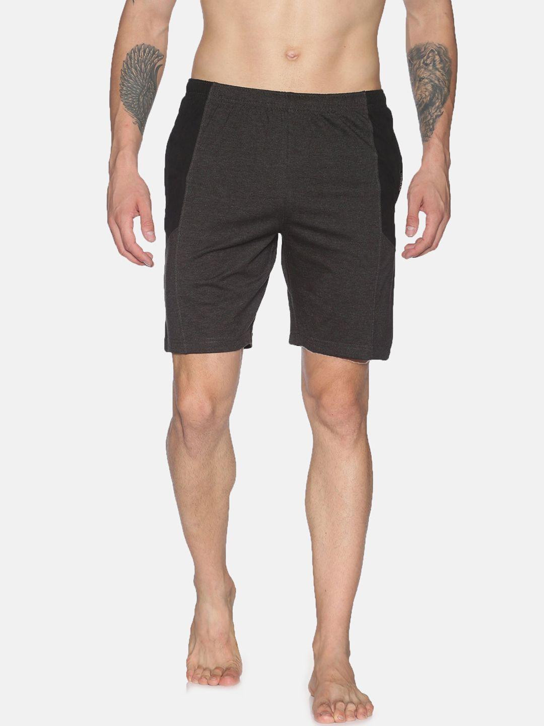 dollar men charcoal solid regular fit lounge shorts