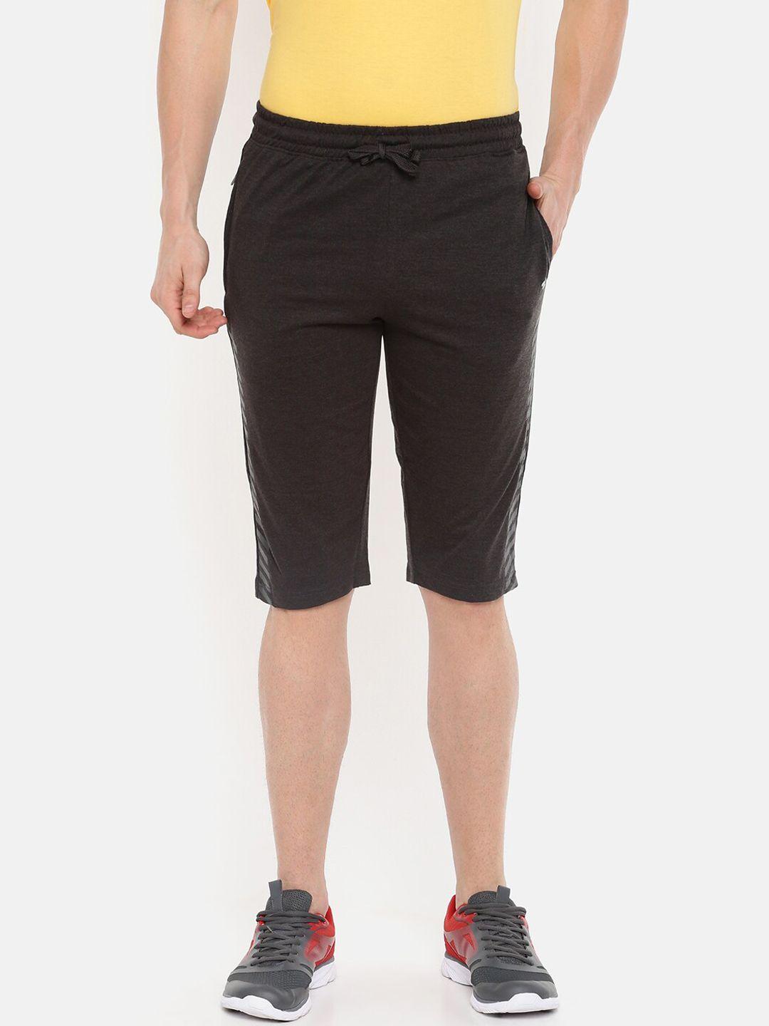 dollar men charcoal solid regular fit shorts