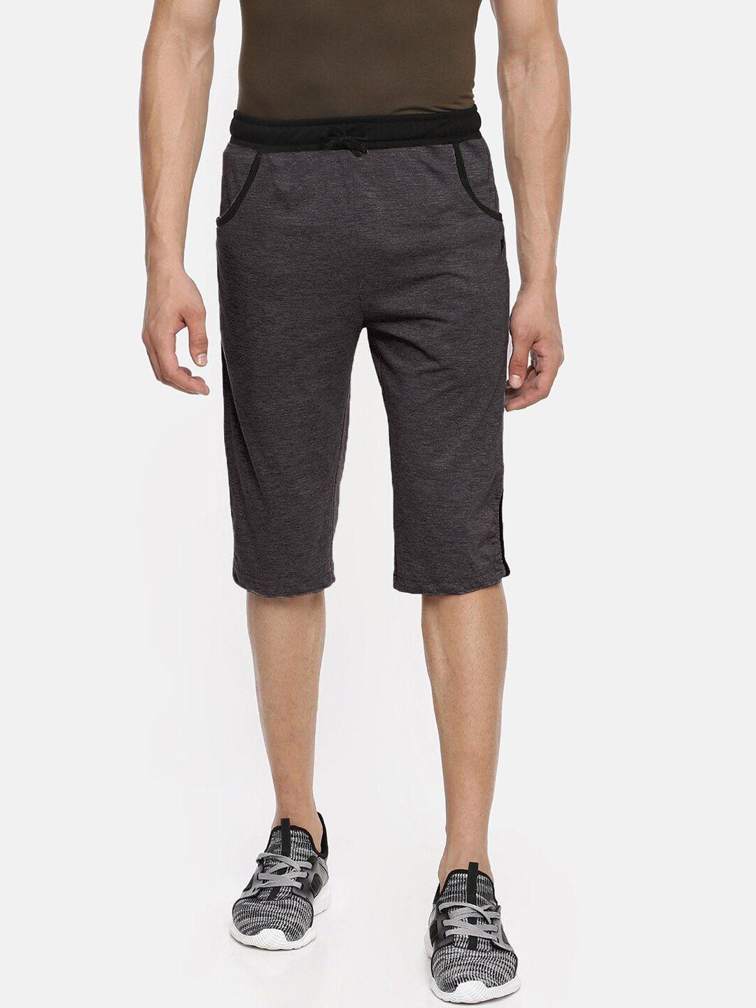 dollar men charcoal solid regular fit shorts