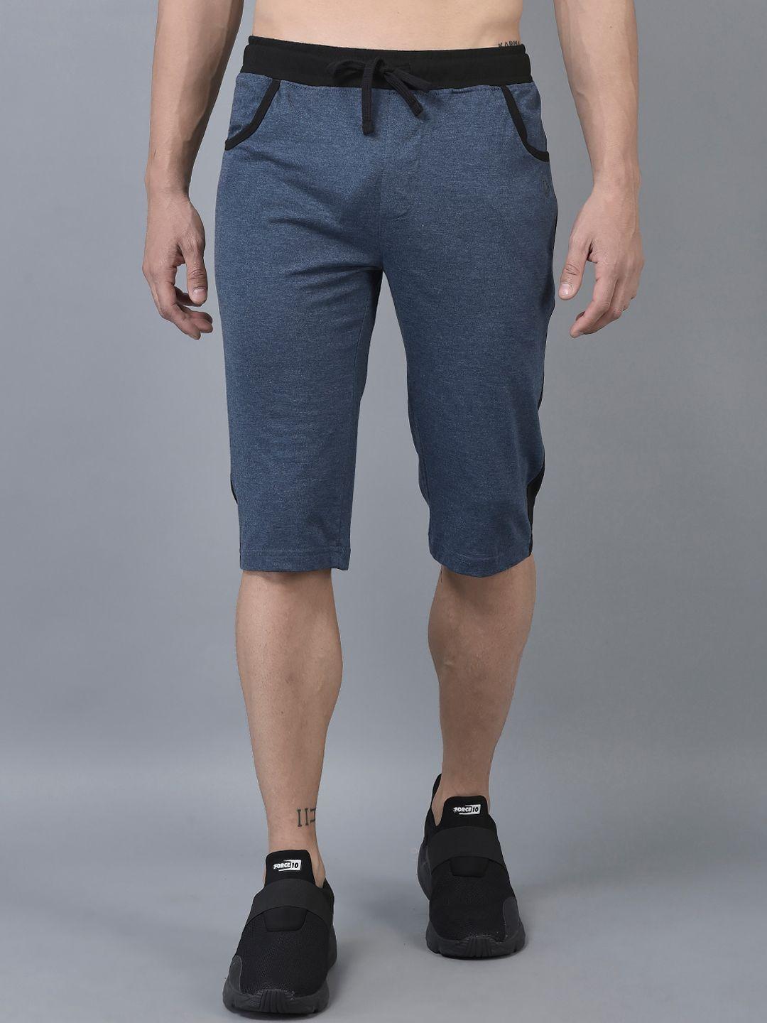 dollar men colourblocked mid-rise cotton sports shorts