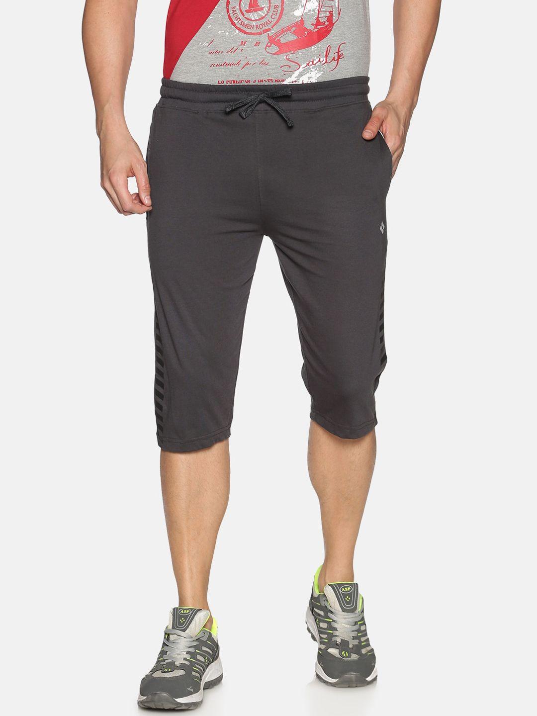 dollar men grey solid regular fit sports shorts