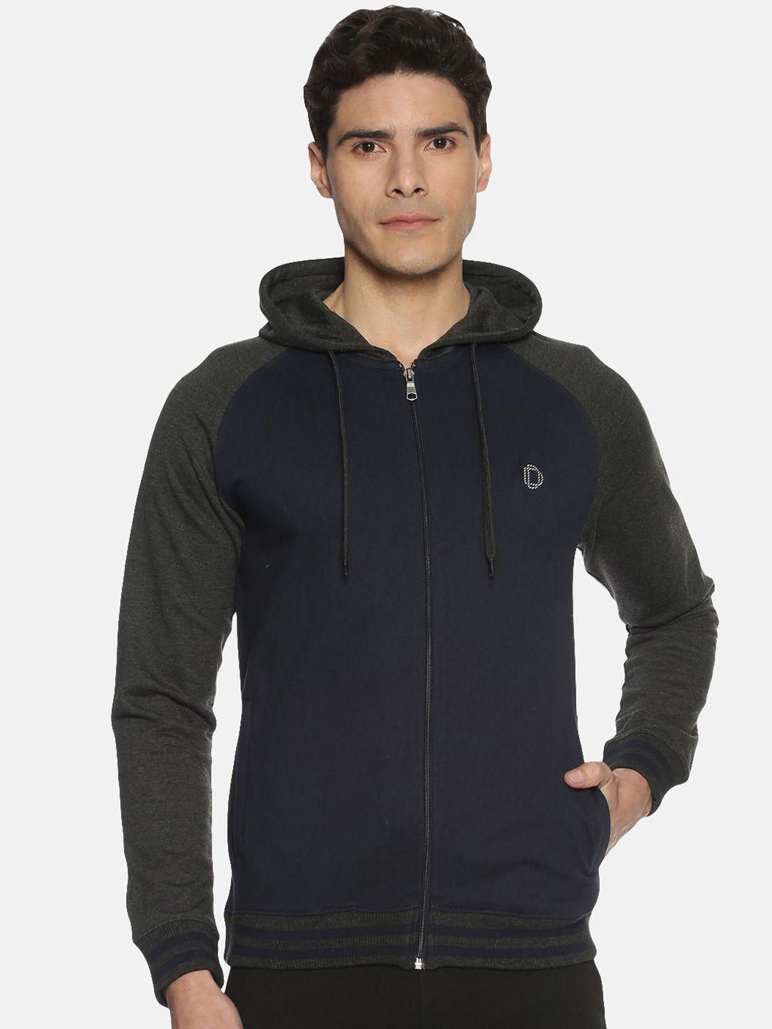 dollar men navy blue & charcoal grey solid sweatshirt