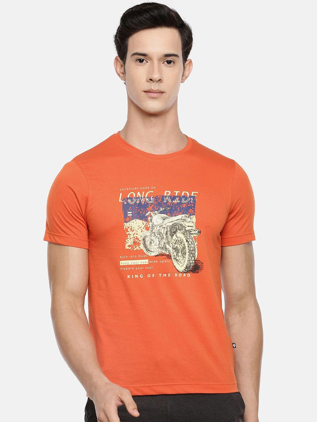 dollar men orange printed round neck t-shirt