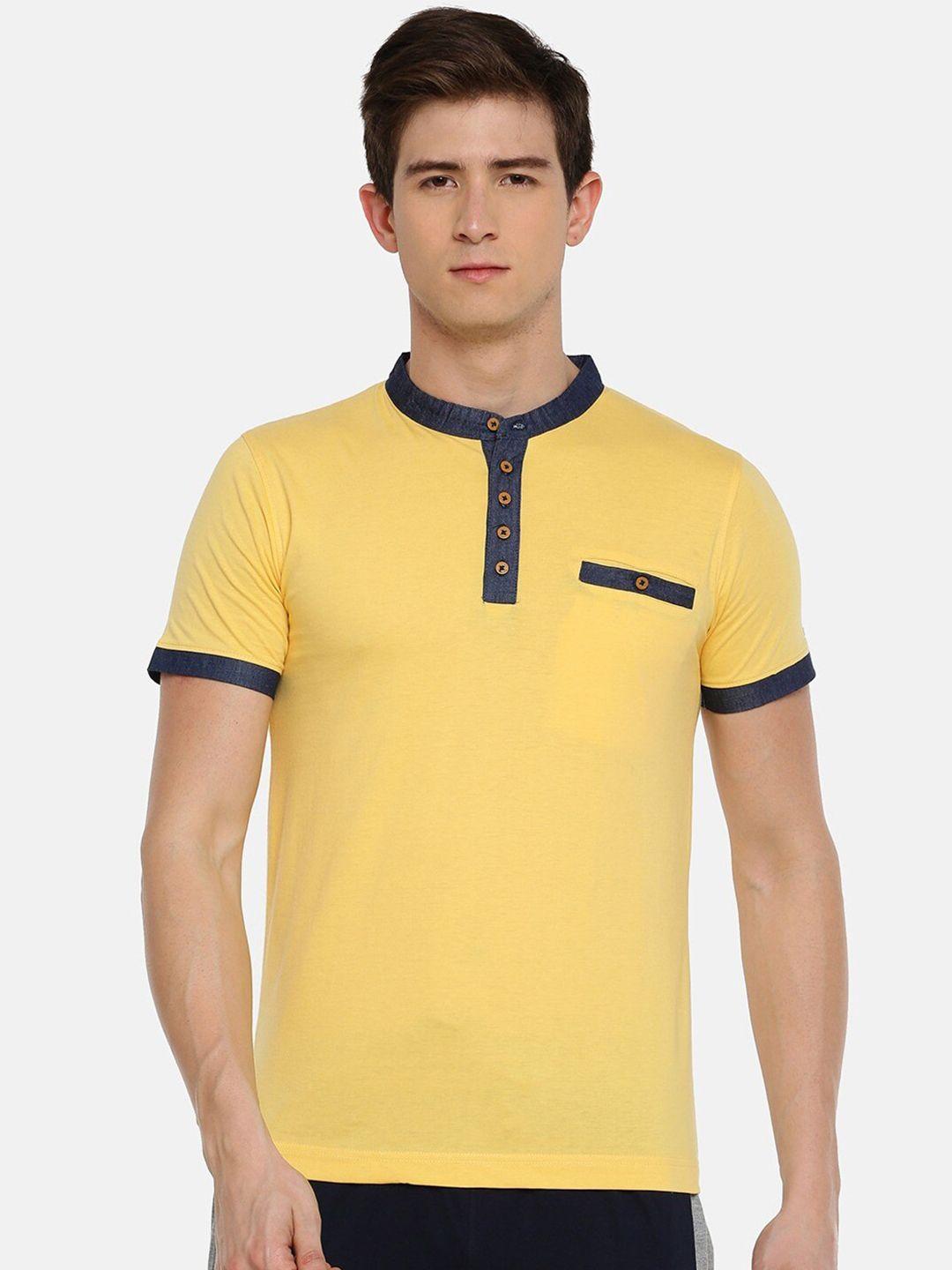 dollar men yellow henley neck t-shirt