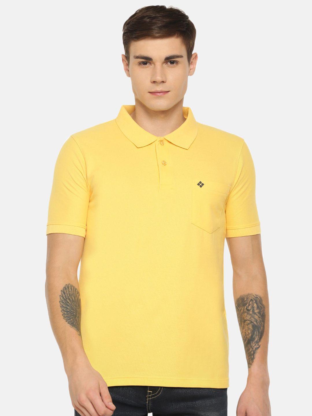 dollar men yellow solid polo collar t-shirt