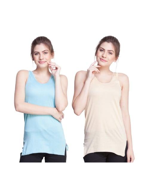 dollar missy beige & blue camisole pack of - 2