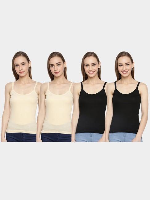 dollar missy black & beige cotton camisole - pack of 4