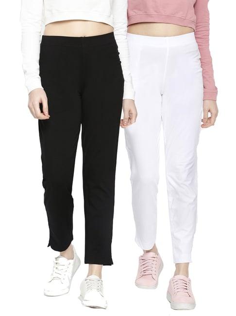 dollar missy black & white elasticated trousers - pack of 2