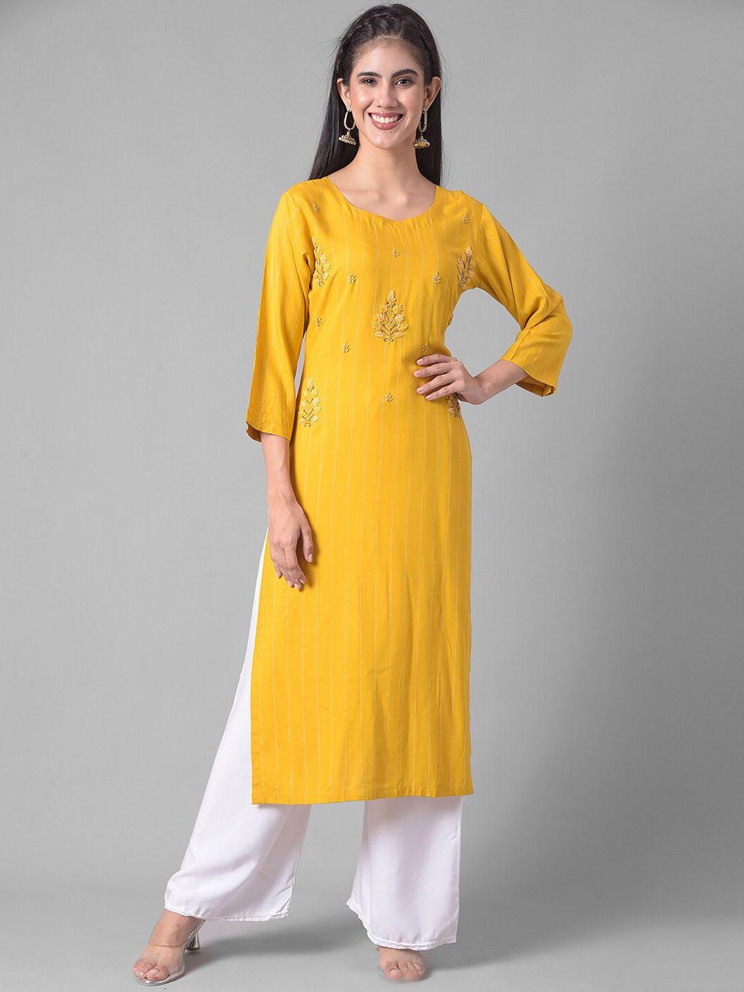 dollar missy ethnic motifs embroidered thread work detail straight kurta