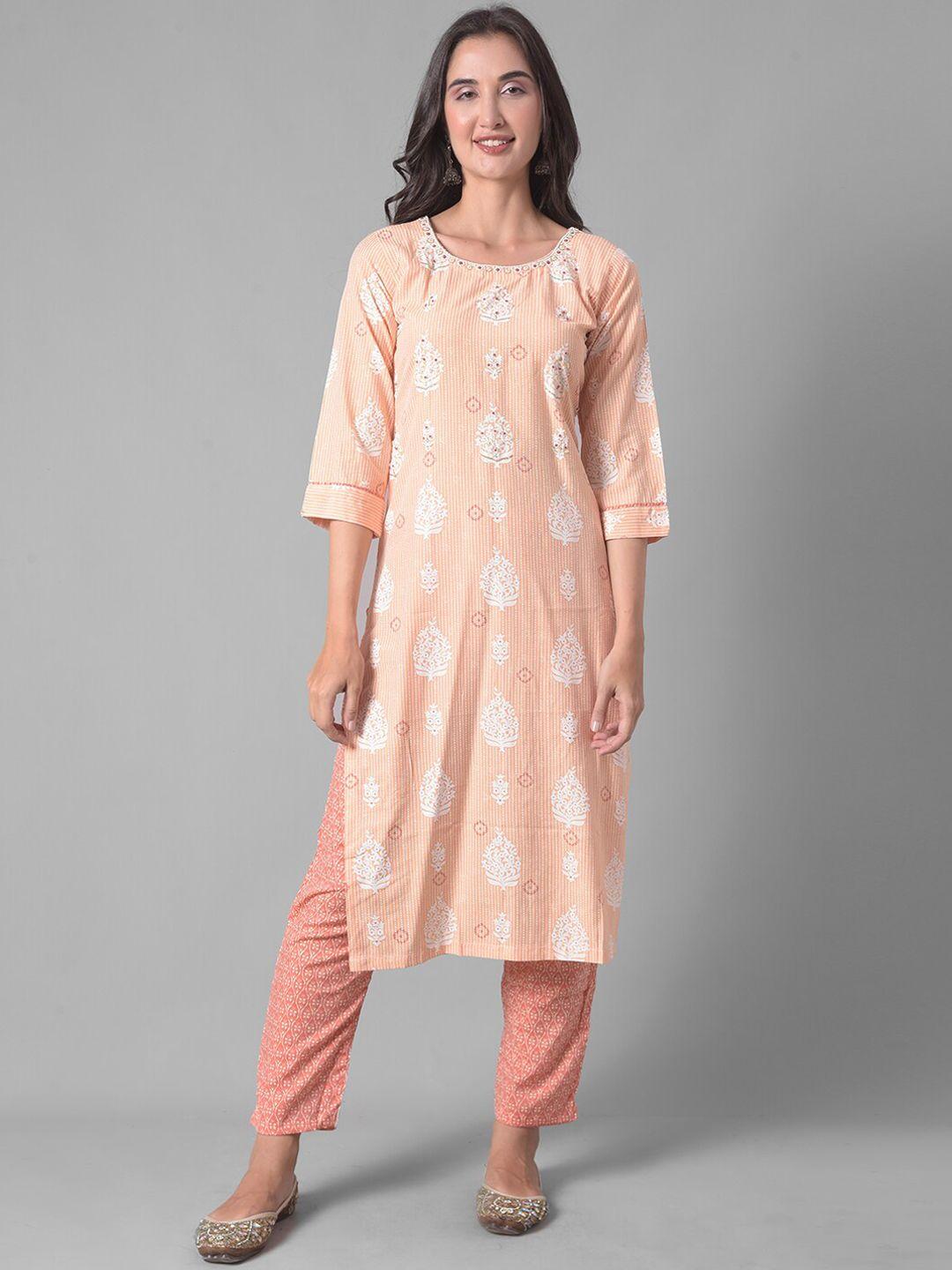 dollar missy ethnic motifs printed regular kurta with trousers