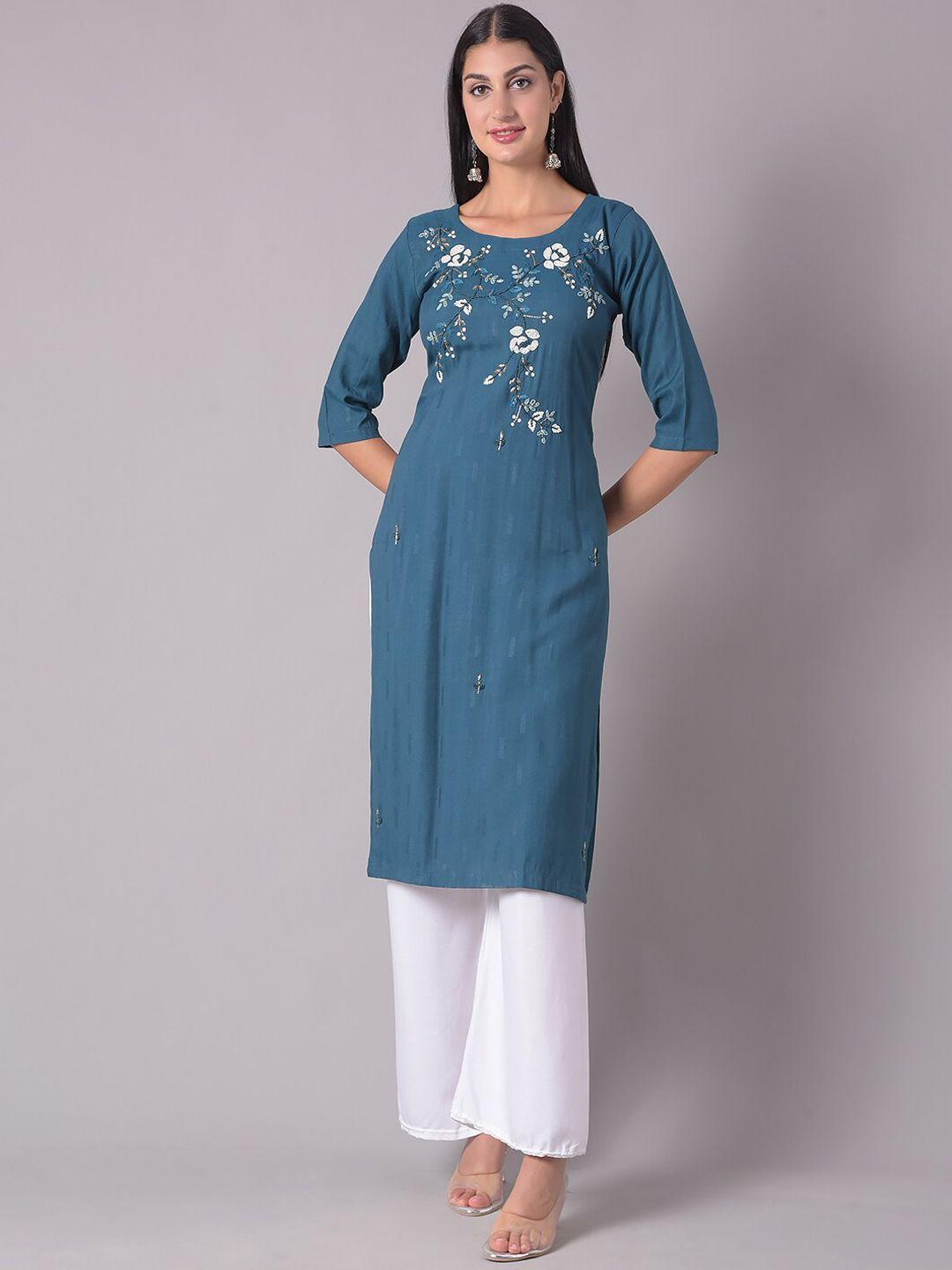 dollar missy ethnic motifs woven design beads & stones detail straight kurta