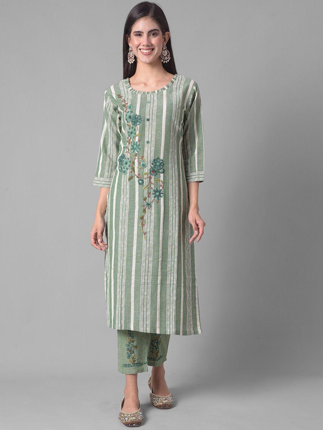 dollar missy floral embroidered straight kurta with trousers