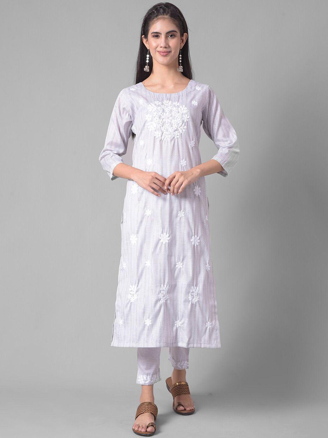 dollar missy floral embroidered thread work kurta with trousers