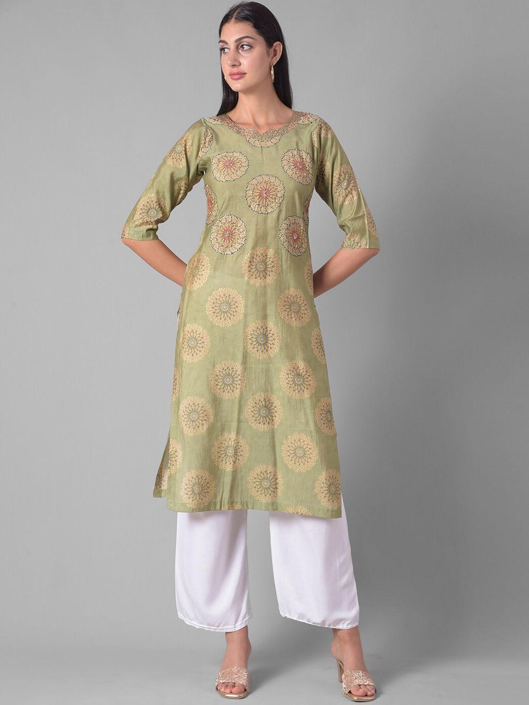 dollar missy floral embroidered thread work straight kurta