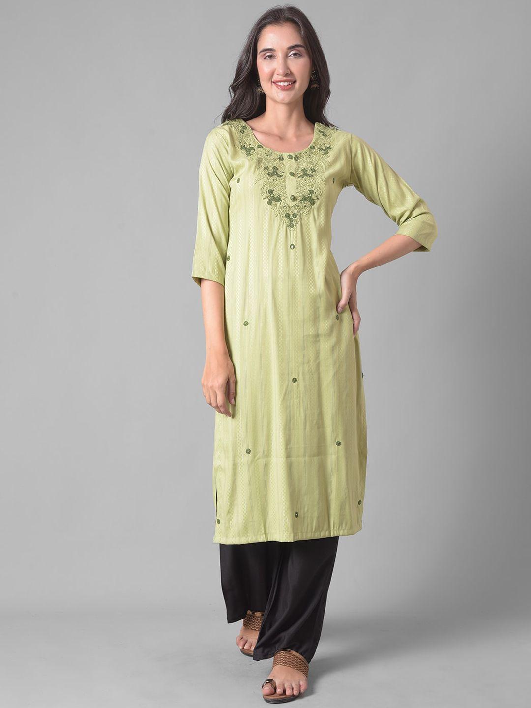 dollar missy floral embroidered thread work straight kurta