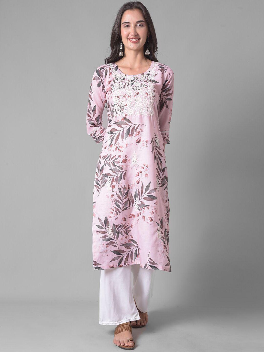 dollar missy floral printed sequinned straight kurta with palazzos