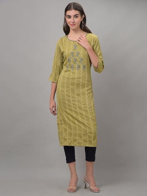 dollar missy green embroidered straight kurta