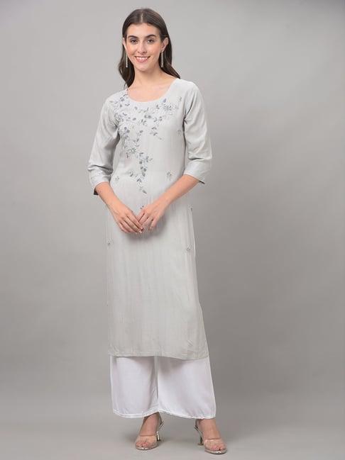 dollar missy grey embroidered straight kurta