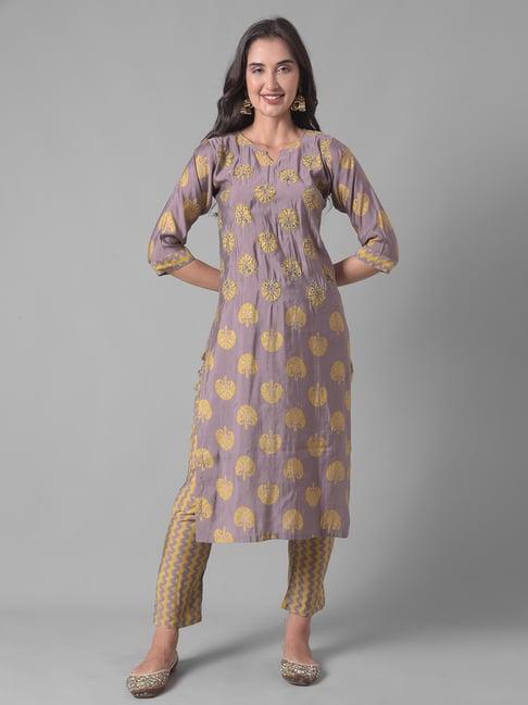 dollar missy grey printed kurta with pants