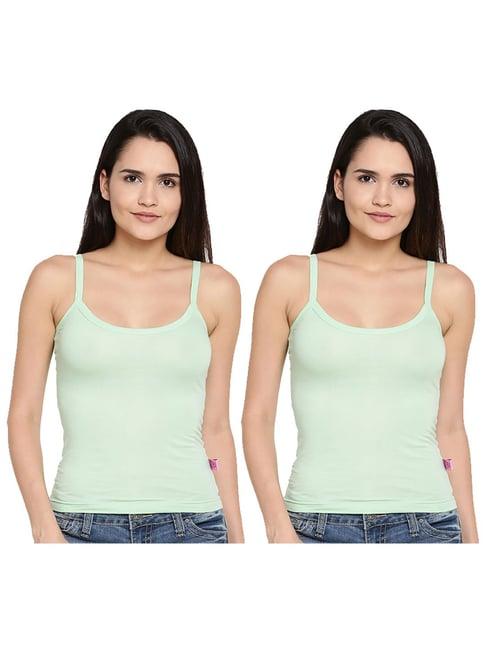 dollar missy light green cotton camisole (pack of 2)