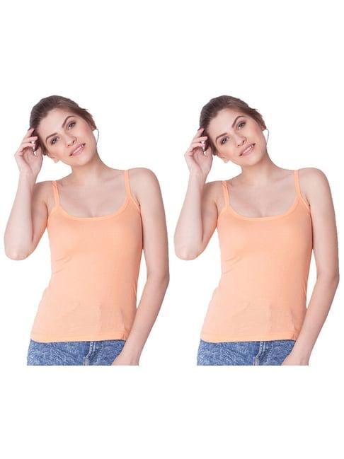 dollar missy light orange cotton camisole (pack of 2)