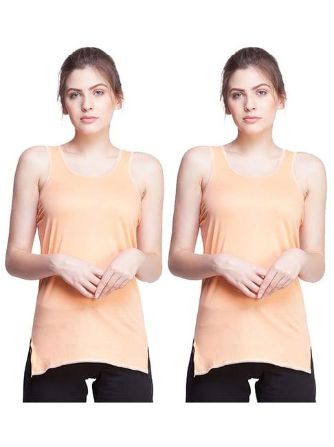 dollar missy light orange cotton camisole (pack of 2)