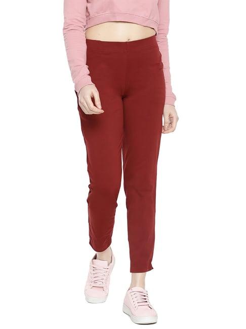 dollar missy maroon regular fit cigarette trousers