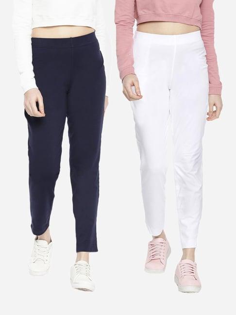 dollar missy navy & white slim fit elasticated trousers - po 2