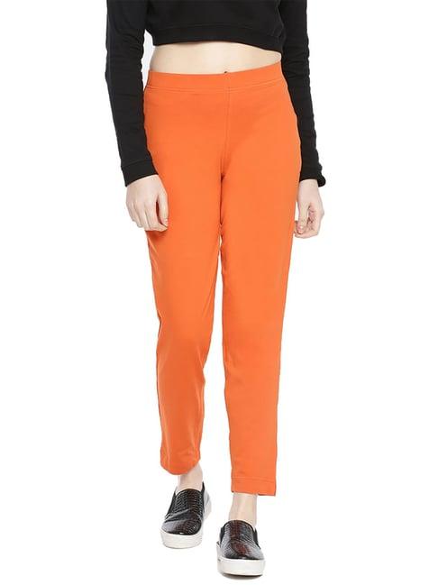 dollar missy orange regular fit cigarette trousers