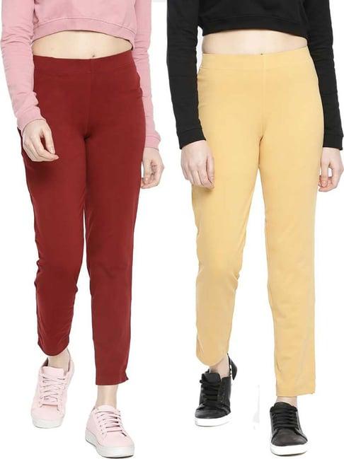 dollar missy parry red & mustard regular fit cigarette trousers (pack  of 2)