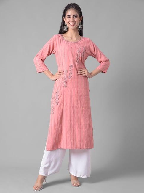 dollar missy pink embroidered straight kurta