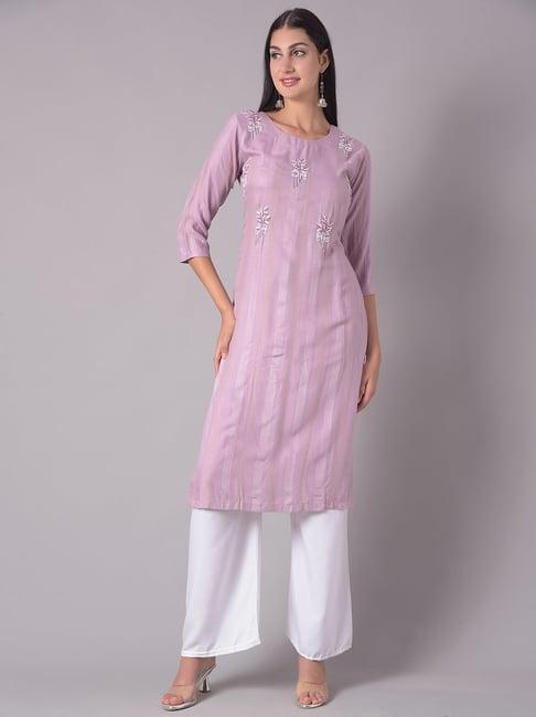 dollar missy purple embroidered straight kurta