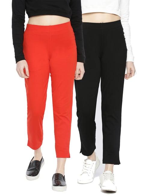 dollar missy red & black elasticated trousers - pack of 2