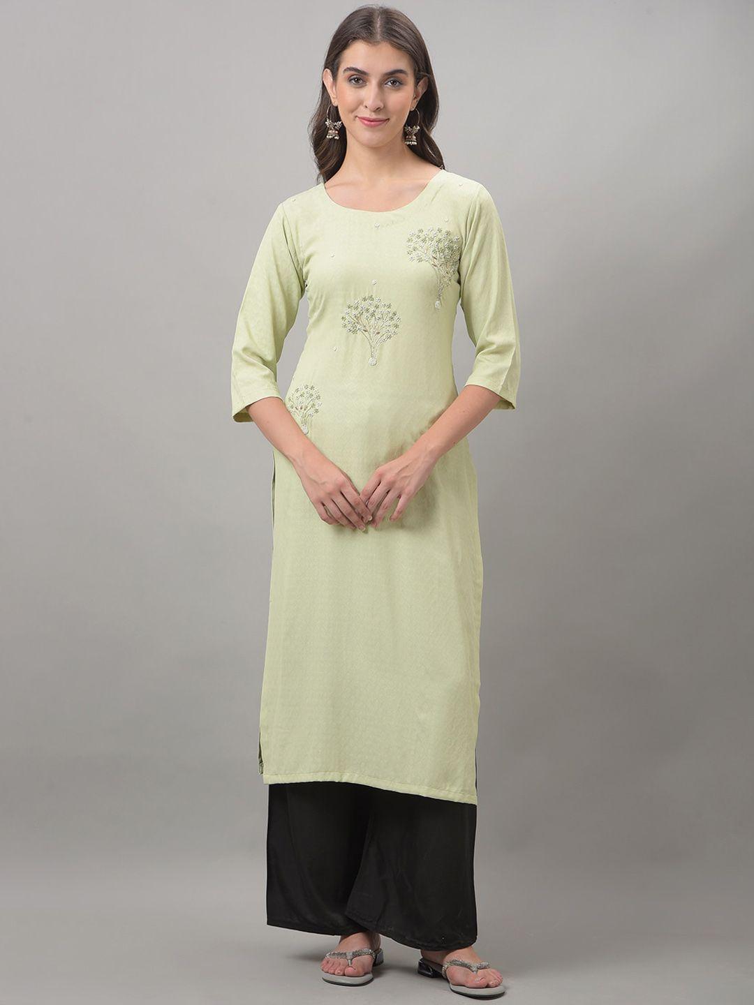 dollar missy round neck ethnic motifs woven design embroidered thread work cotton kurta