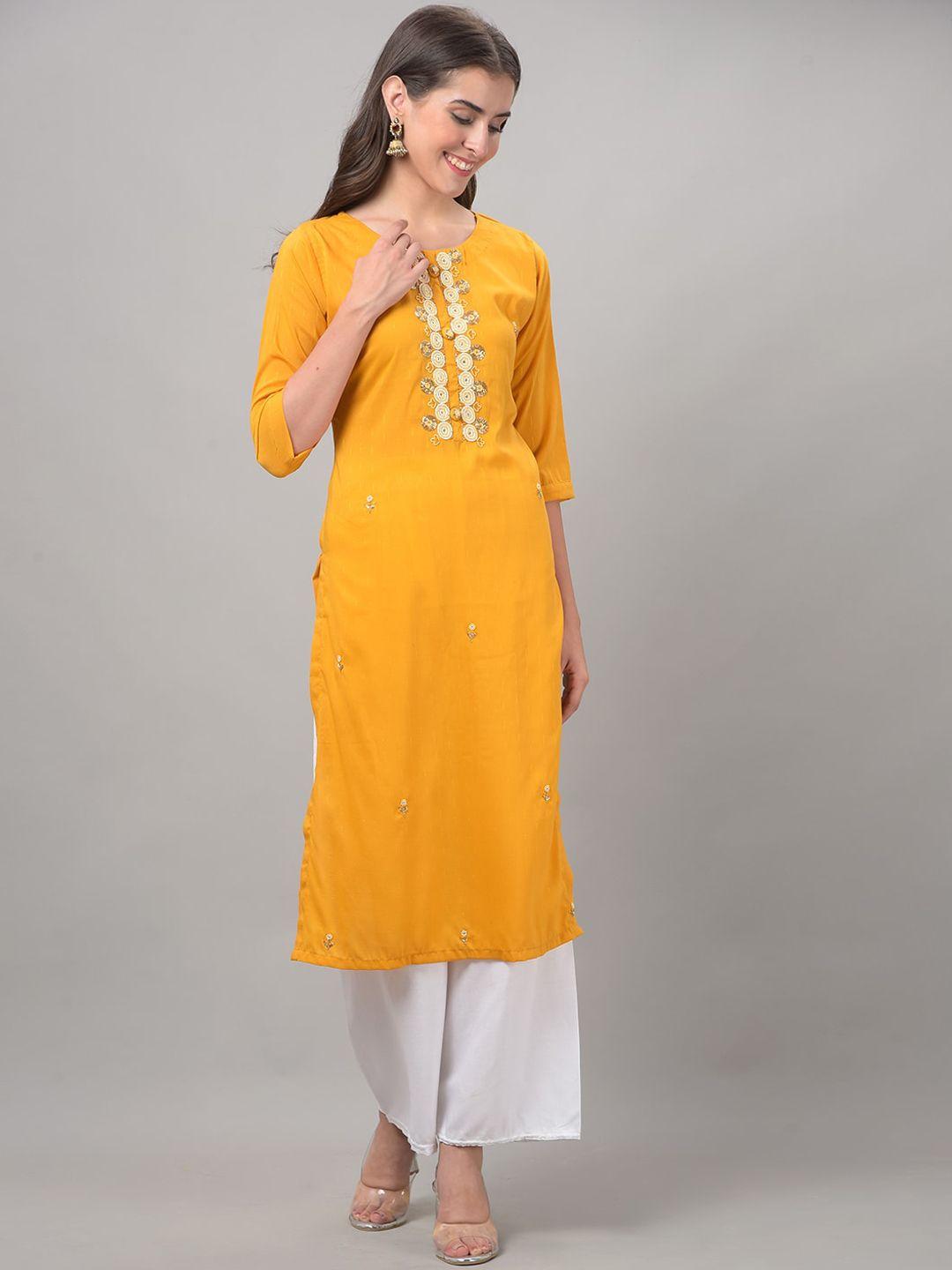 dollar missy round neck woven deisgn geometric embroidered beads and stones cotton kurta