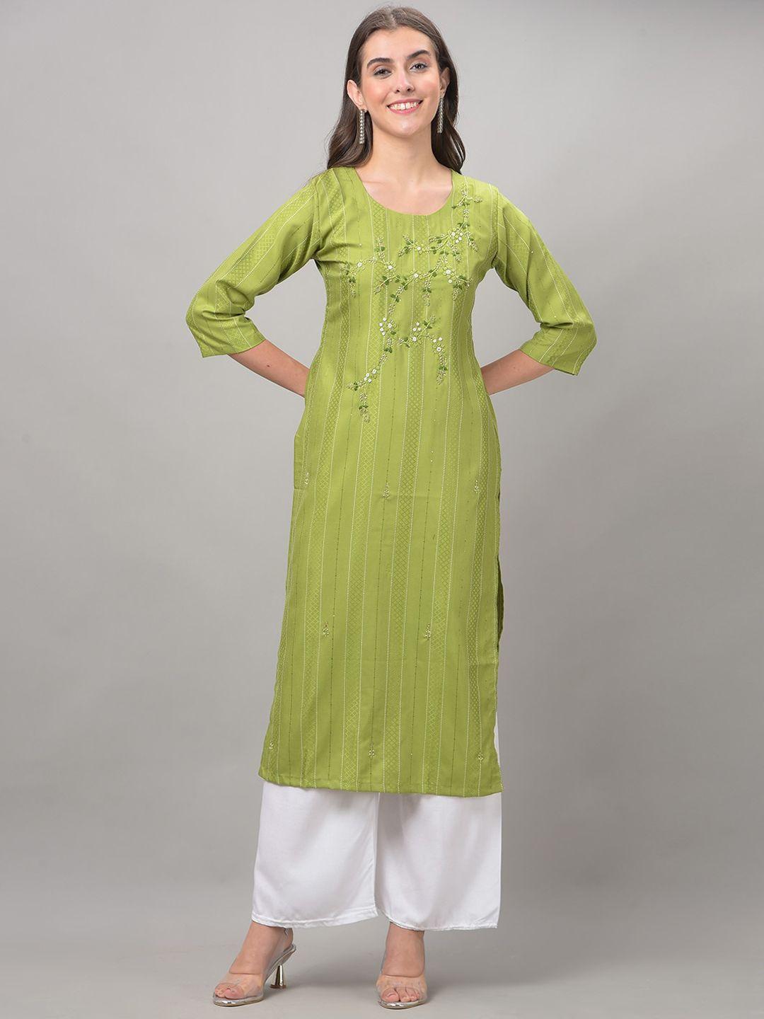 dollar missy striped thread work straight kurta