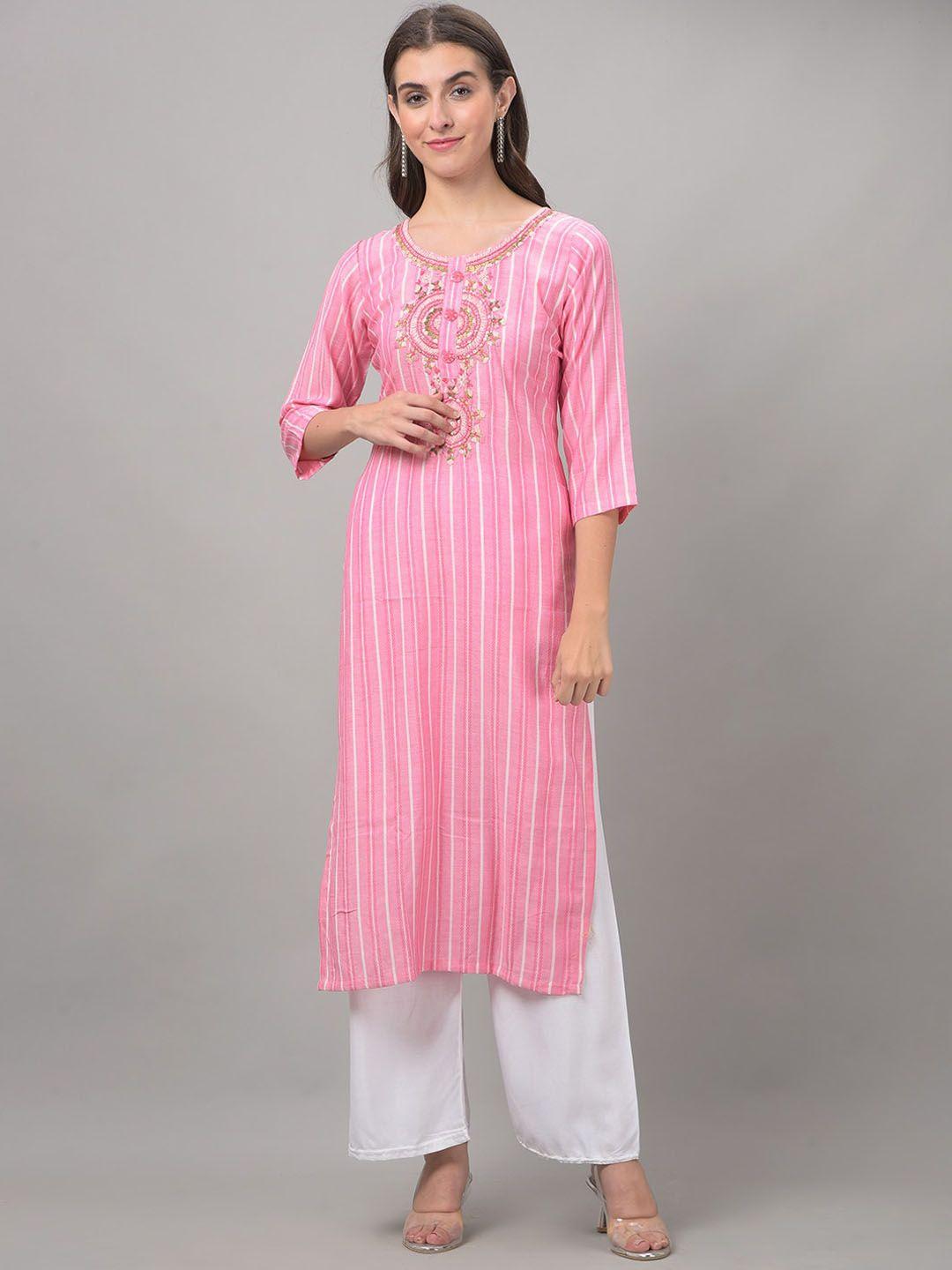 dollar missy striped thread work straight kurta