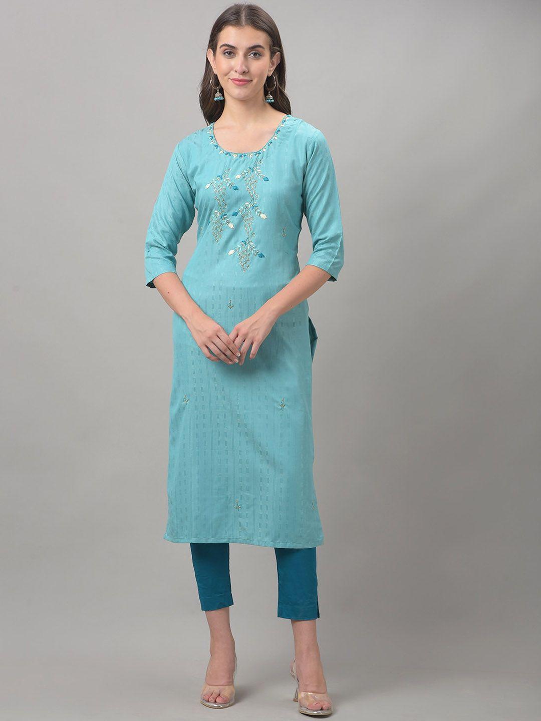 dollar missy striped thread work straight kurta