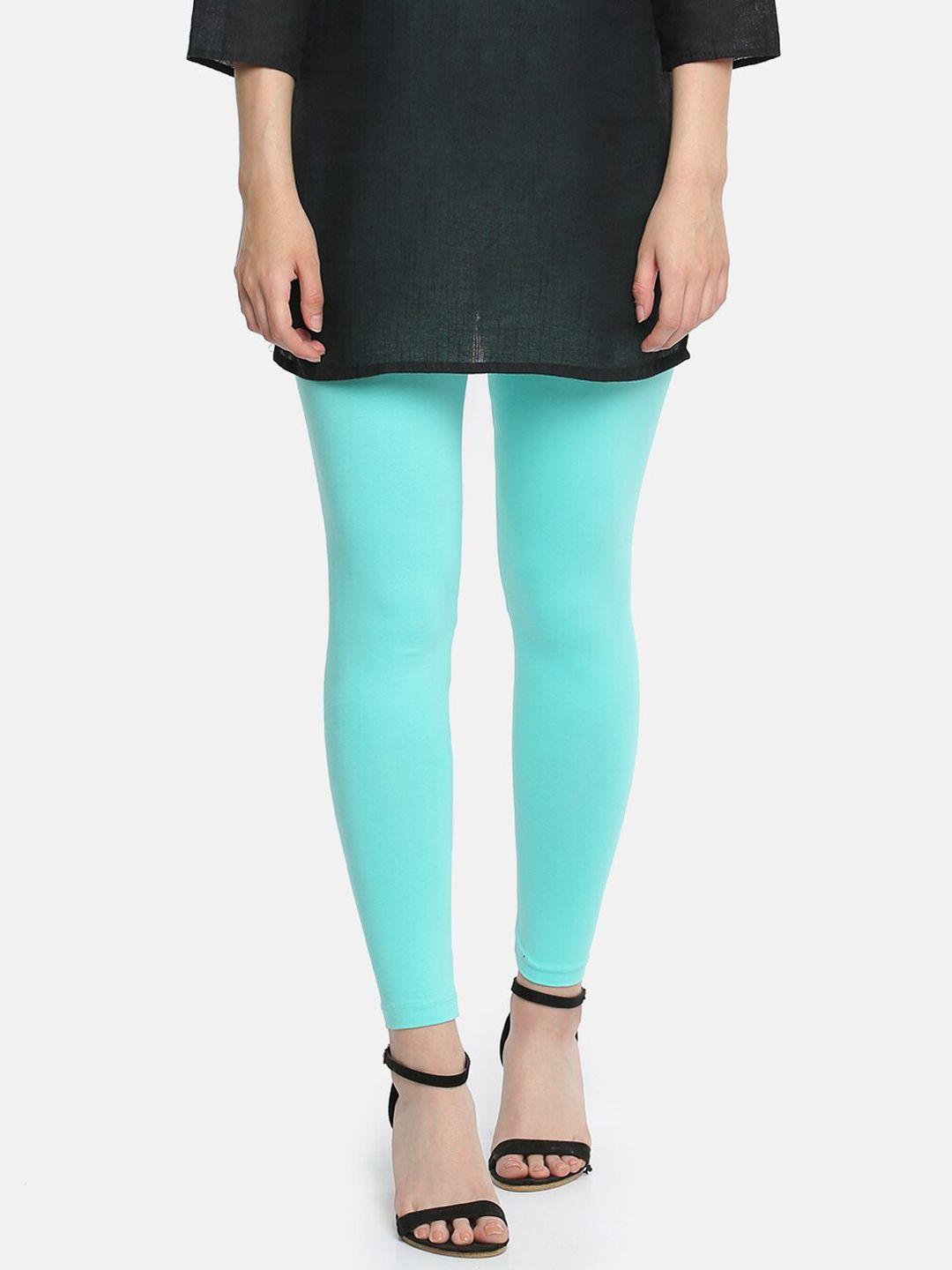 dollar missy women blue solid ankle-length leggings